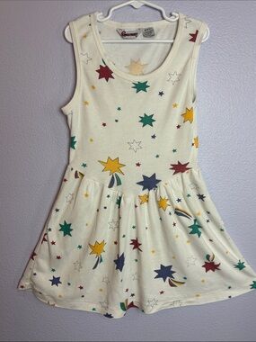 Truly Vintage Girls White Star-Print Sleeveless Dress